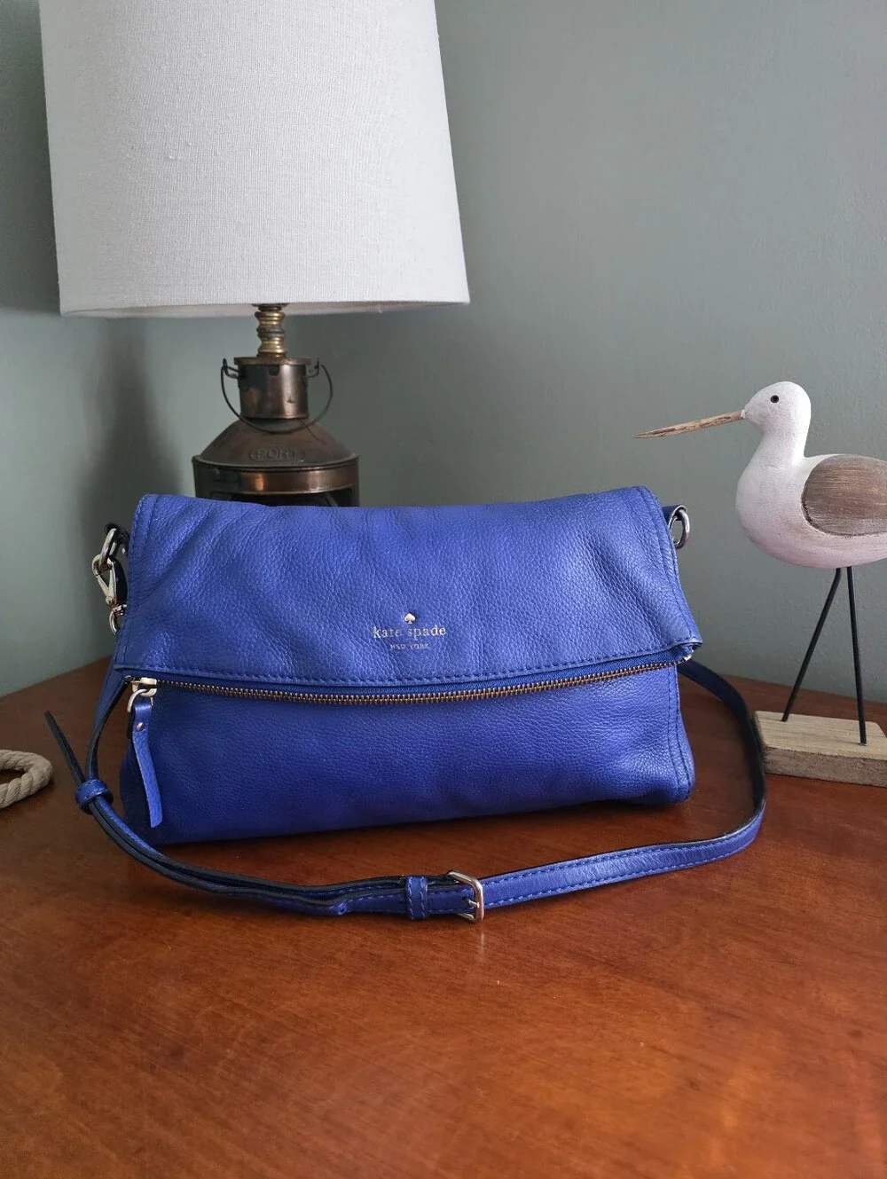 Kate Spade Cobble Hill Mini Carson Lapis Blue Leather Crossbody Bag